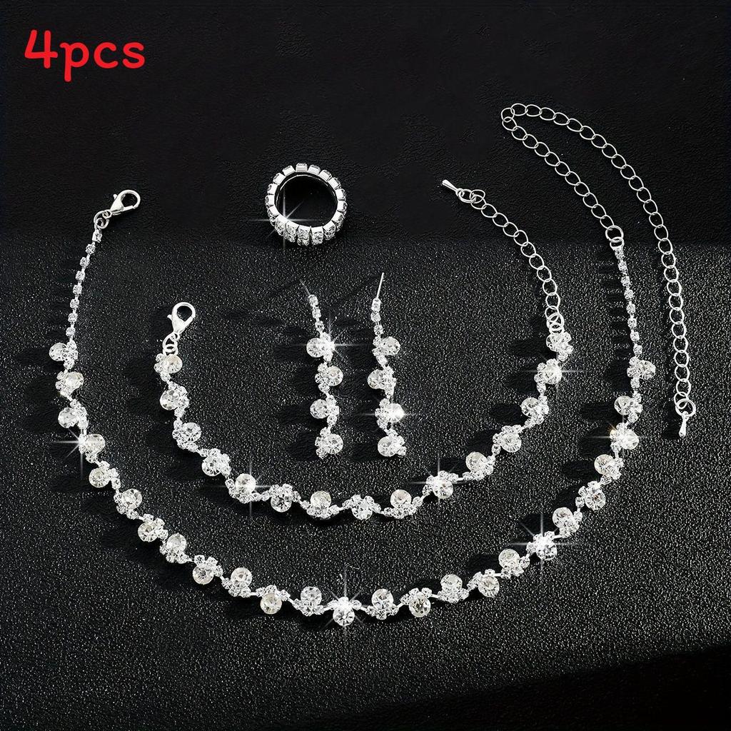 Fashion Bridal Jewelry Set With Waterdrop Crystal Necklaces And Earrings For Women
