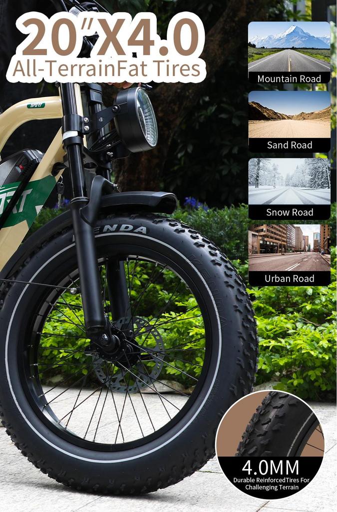 Onesport W66 20-inch Wide Tire Adult Electric Bike with 48V 13.5Ah Battery, 180kg Load Capacity, IPX4 Waterproof, Suitable for Urban Commuting