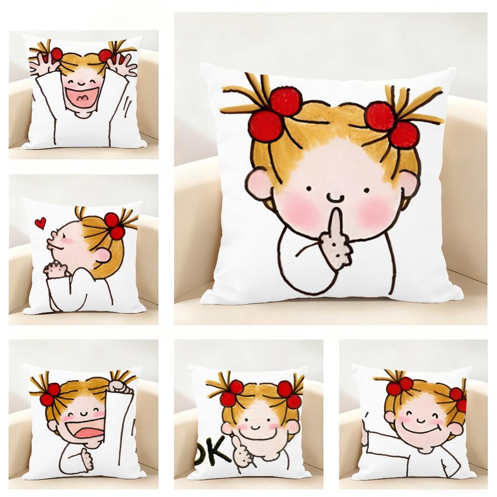 Cute Cartoon CCoco and Wondrous Gang Cushion Cover Linen Pillowcase Soft for Sofa Bed Home Room Decor
