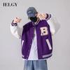 IELGY Бейсбольная форма в стиле хип-хоп, мужская уличная свободная куртка из искусственной кожи с отстрочкой