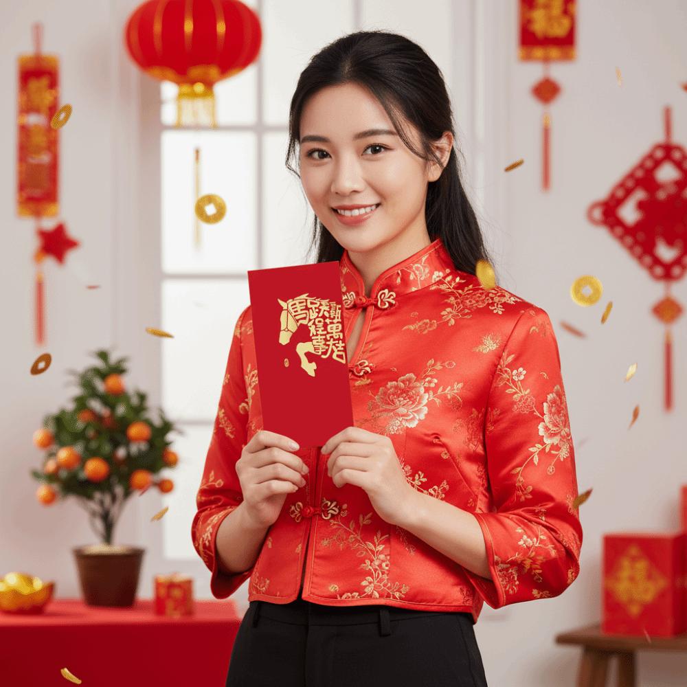 6pcs Blessings Printing 2026 Horse Year Red Envelope Mixed Pattern Red Packet HongBao  Birthday