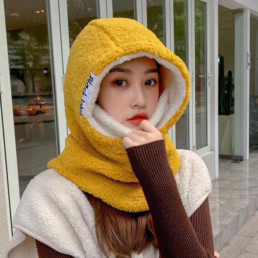 Шапка-бини, комплект из шарфа, теплая плюшевая шапка с капюшоном, воротник, женская шапка, шапки в корейском стиле