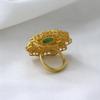 Indian Kundan Women Ring 925 Sterling Silver Handmade Jewelry, Gold Finish Kundan Ring, Statement Women Ring Polki Ring, Moissanite Adjustable Ring