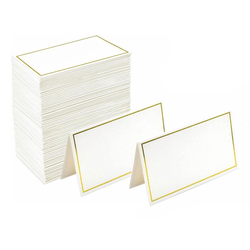 Set of 50 Stylish Gold Rimmed Table Name Cards for Wedding Banquet Dinner Party and Festival Gold/ Silver Accent