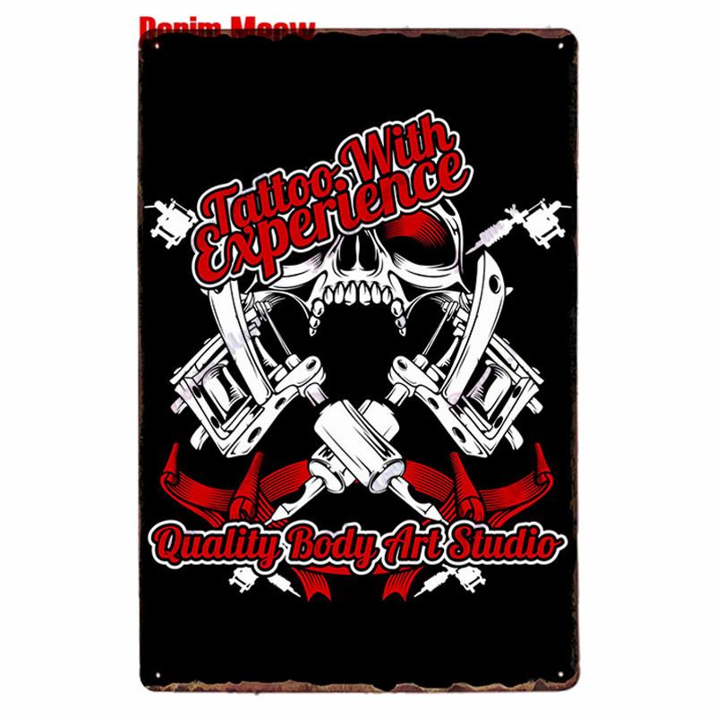Классическая металлическая жестяная вывеска для студии татуировки, винтажная настенная художественная роспись, антикварный декор комнаты для салона татуировки, декор для дома в салоне, WY86