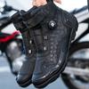 Unisex Leather Motorcycle Boots Large Size Rotation Button Anti -slip Anti -collision Competition Riding Shoes