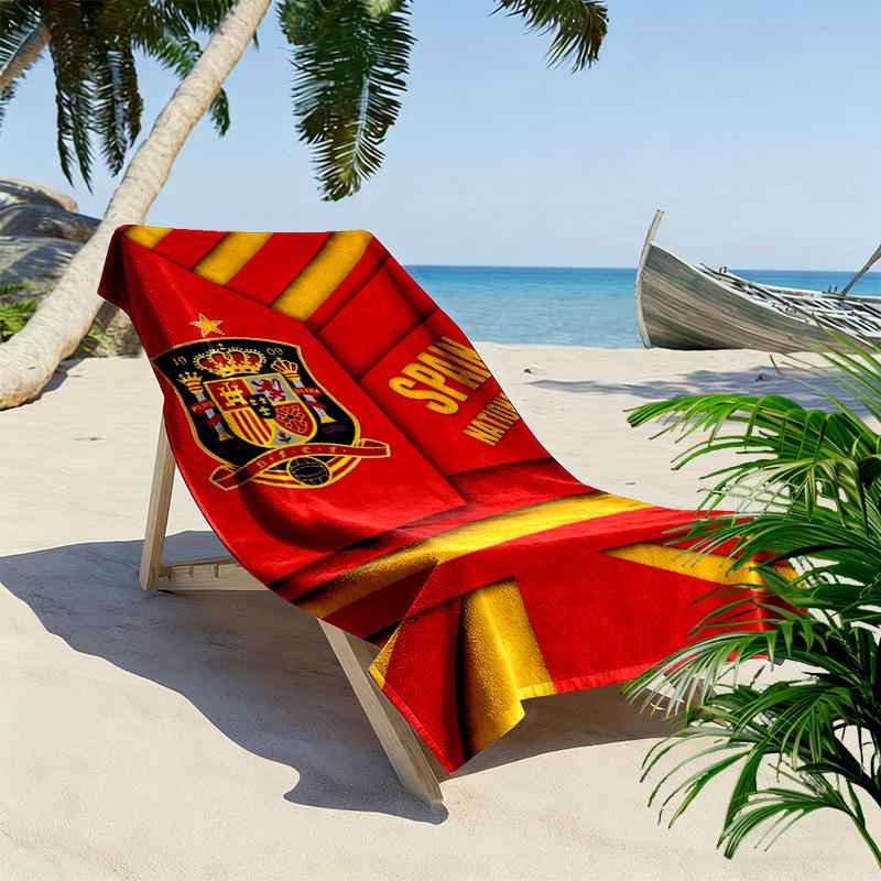 Spain Football Team Print Beach Towel, Large Soft Quick Dry Towel for Beach Camping Swimming