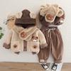 Girl Baby Clothing Set Boys Winter Plush Set Fashionable Baby Children's Thick Coat Pants Two Piece Set