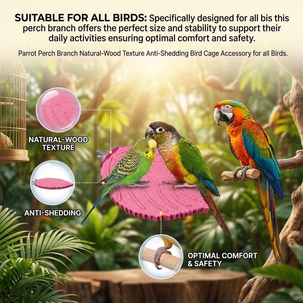 Parrot Perch Branch Natural-Wood Texture Anti-Shedding Bird Cage Accessory for Small Birds