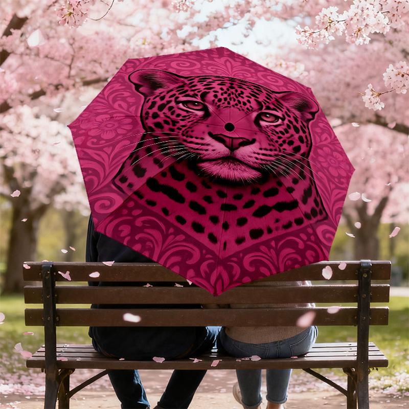 1PC leopard pattern Automatic Open/Close Umbrella Compact Folding Umbrella with 8-Rib Shaft lightweight esign, Fashion Lovers1241A