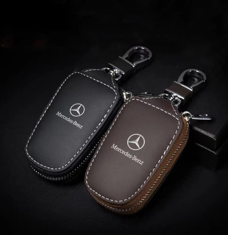 EJK4 2025 Hot For Benz Leather Car Remote Key Case Cover Shell Keychain Protect for Benz AMG W206 W205 W211 W212 W201 W210 W168 W220