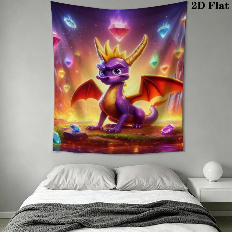 Spyro the Dragon Wall Tapestry Aesthetic Wall Hanging Printed Fabric Blanket Decorative Tapestries for Bedroom Living Room Home Decor