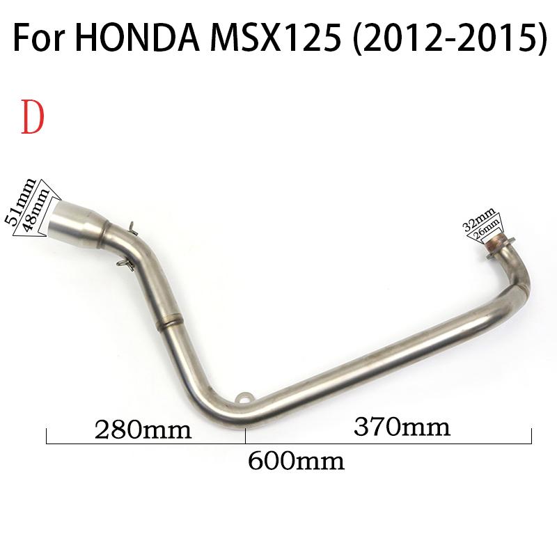 For HONDA MSX125 MSX125SF 2012-2020 Upgrade Motorcycle Exhaust Systems Header Front Link Tube Connect Middle Pipe
