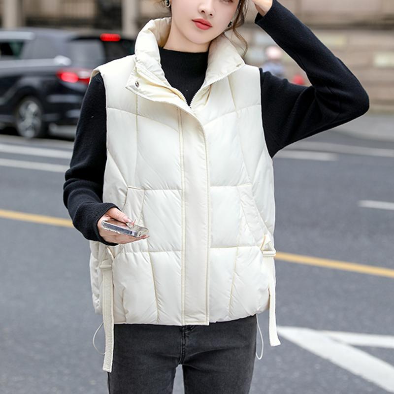 Осенне-зимние куртки без рукавов для женщин, верхняя одежда больших размеров, модное свободное толстое теплое пальто с воротником-стойкой, женский жилет