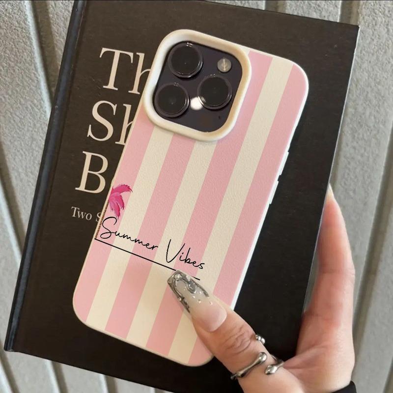 Pink Coconut Tree Striped Pattern Phone Case For Samsung Galaxy S25 S26 S24 S23 S22 S21 Plus Ultra S24 FE Shockproof Soft Cover