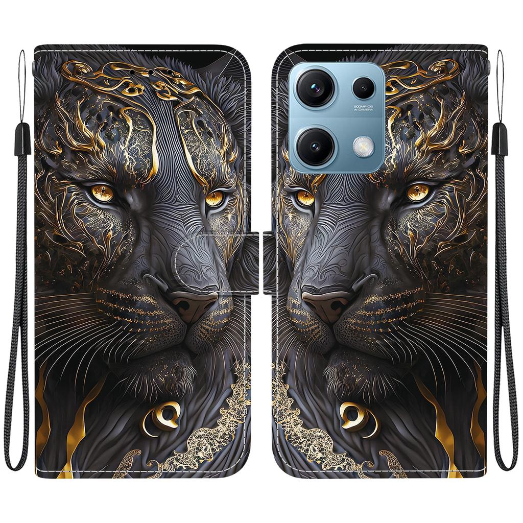 Чехол-книжка из искусственной кожи ручной работы для Xiaomi Redmi Note 14S, противоскользящая противоударная обложка с ремешком на запястье и дизайном в виде кошки с сердечком/розой