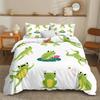 Мультяшный комплект пододеяльника с лягушкой, Милый комплект постельного белья для двуспальной кровати с животными для мальчиков, девочек, подростков, Микрофибра, Застежка-молния, Пододеяльник с наволочкой