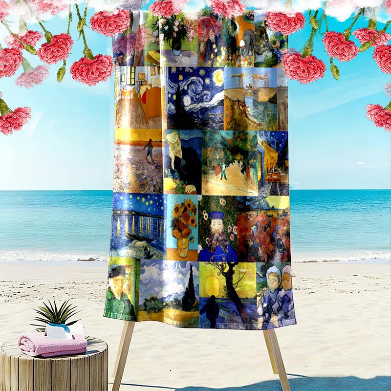 Van Gogh Painting Print Beach Towel, Large Soft Quick Dry Towel for Beach Camping Swimming