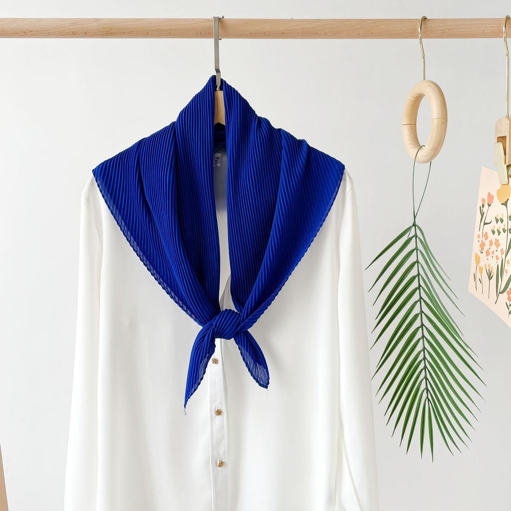 Малазийский платок для головы, однотонный шифоновый квадратный бархатный плиссированный тюль, шарф-обертка, универсальный шарф-шаль