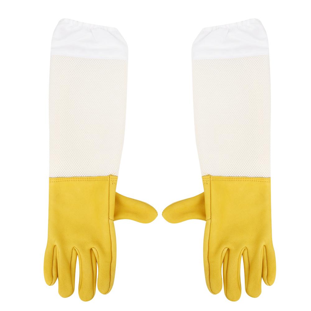 Pair of Beekeeping Protective Gloves Long Mesh Sleeves Beekeepers Working ToolXL