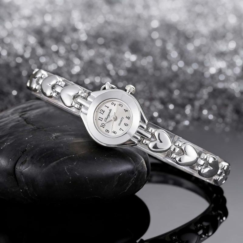 3pcs Women Watches Set Fashion Luxury Heart-shaped Alloy Strap Quartz Watch for Woman Retro Elegant Ladies Wristwatch Clock Gift