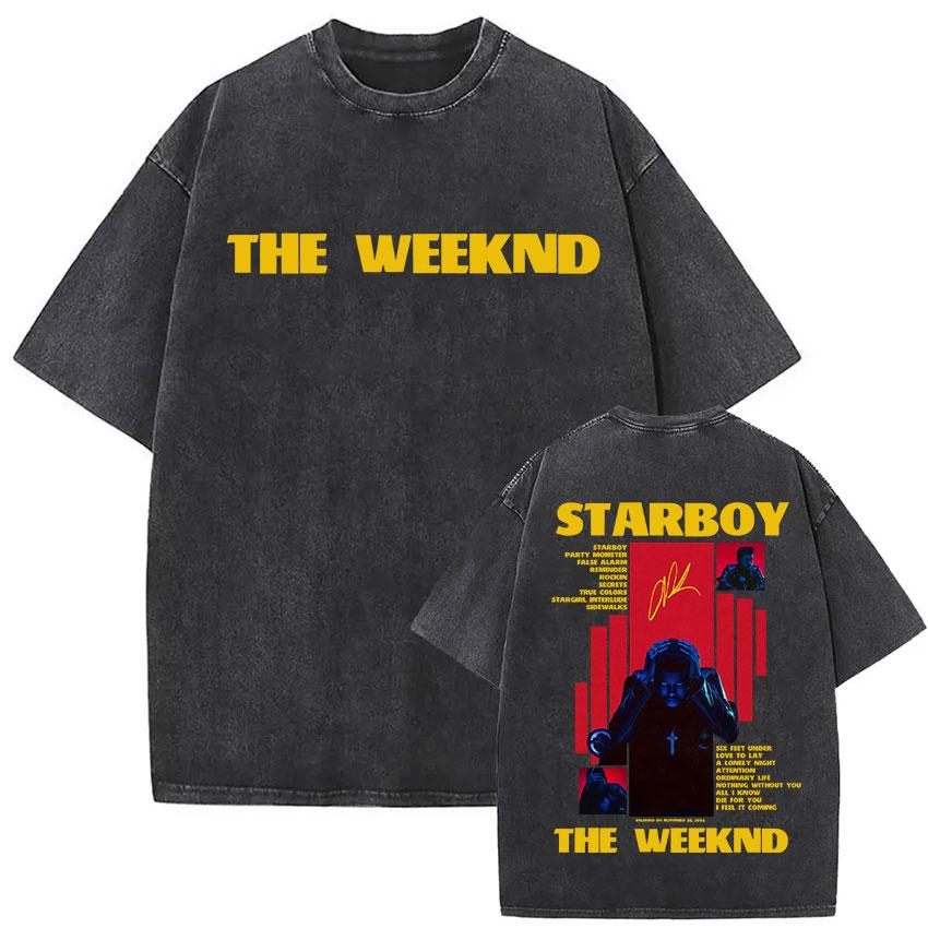 The Weeknd XO Tour Винтажная стираная футболка Мужская Женская Поп-музыка Футболки с коротким рукавом Рэп Хип-хоп Готическая одежда Футболки