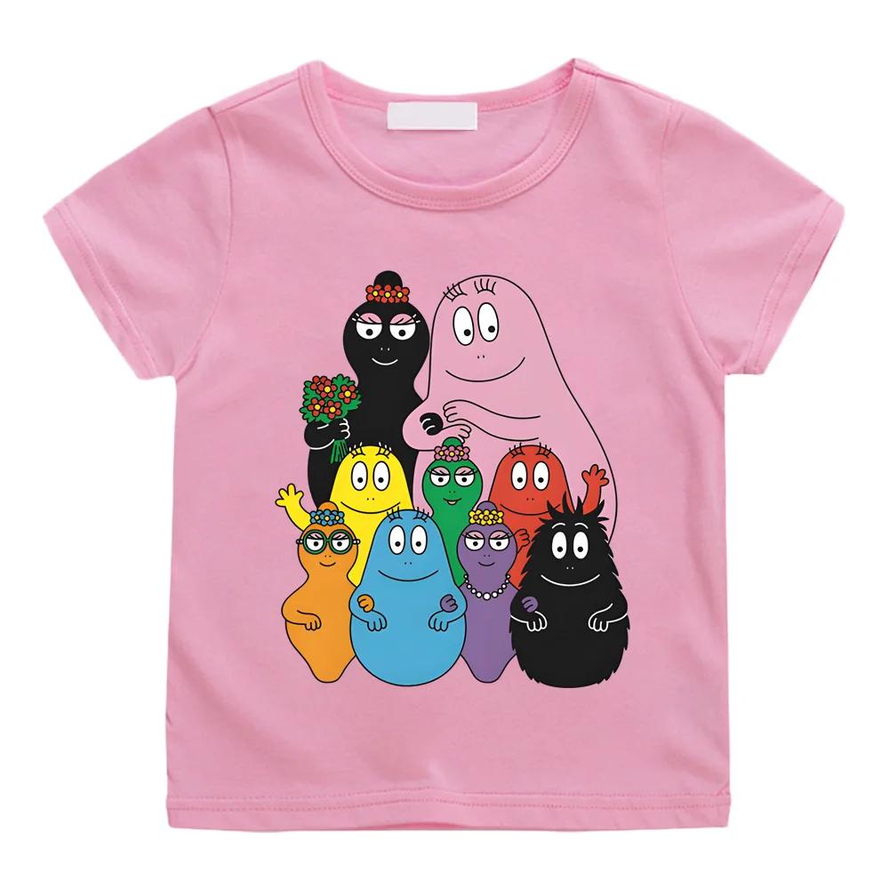 Barbapapa Cartoon Printing Tshirts Summer Cute Graphic Print Teeshirt Short Sleeve CottonTshirts GirlsBoys Clothes KawaiiTops
