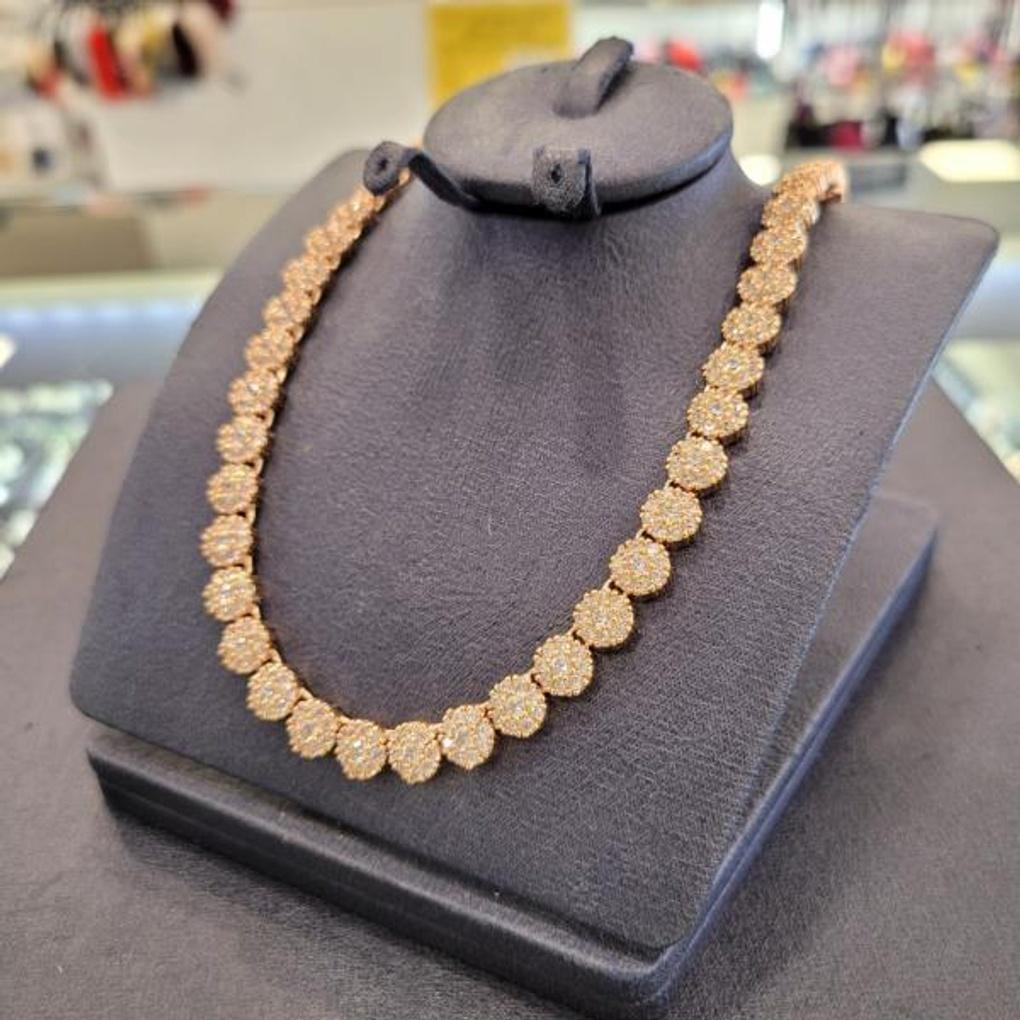 Atria Circle Chain Flower Tennis N Necklace AAANETN0001WHF