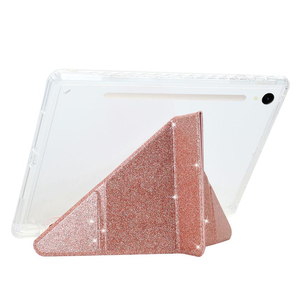 Tablet Case For Samsung Galaxy Tab S10 FE/S9 FE/S9 Y-Fold Stand Glitter Leather TPU Acrylic Clear Cover