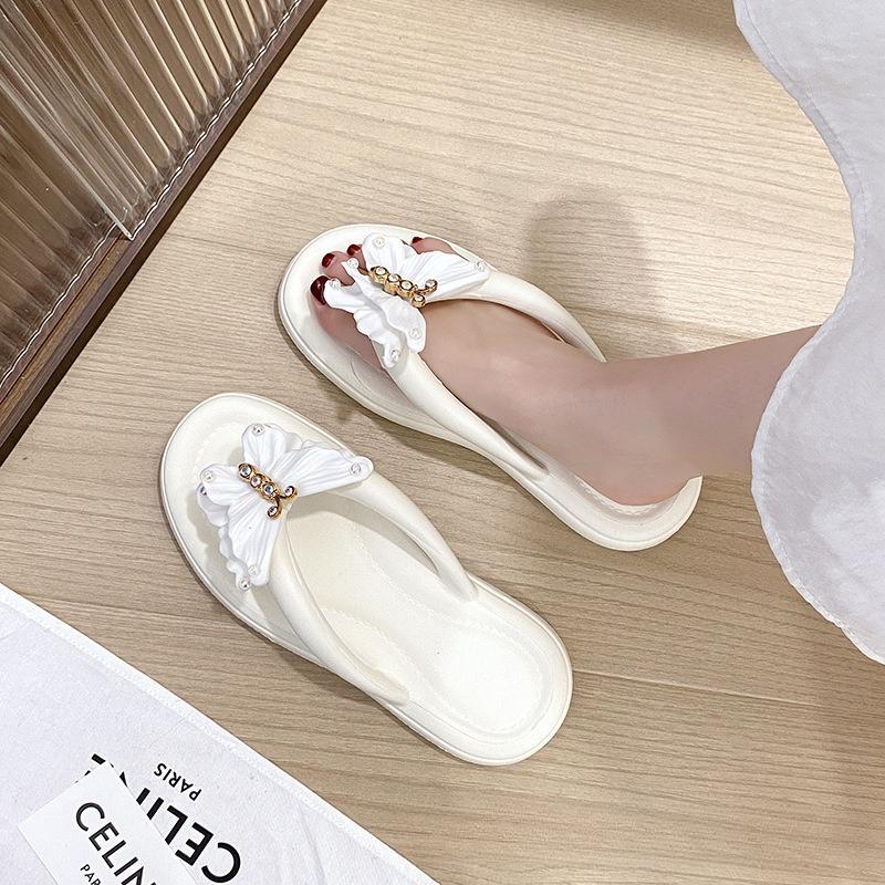 Fashion Women's Slippers 2025 Summer New Fashion Bow-knot Non Slip Soft Sole Flip Flops Lightweight Comfortable Slip on Flat Sandals