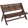 Garden Bench For 2 People Rustic Design Foldable Natural Wood 122 X 63 X 83 Cm Carbonized Surface