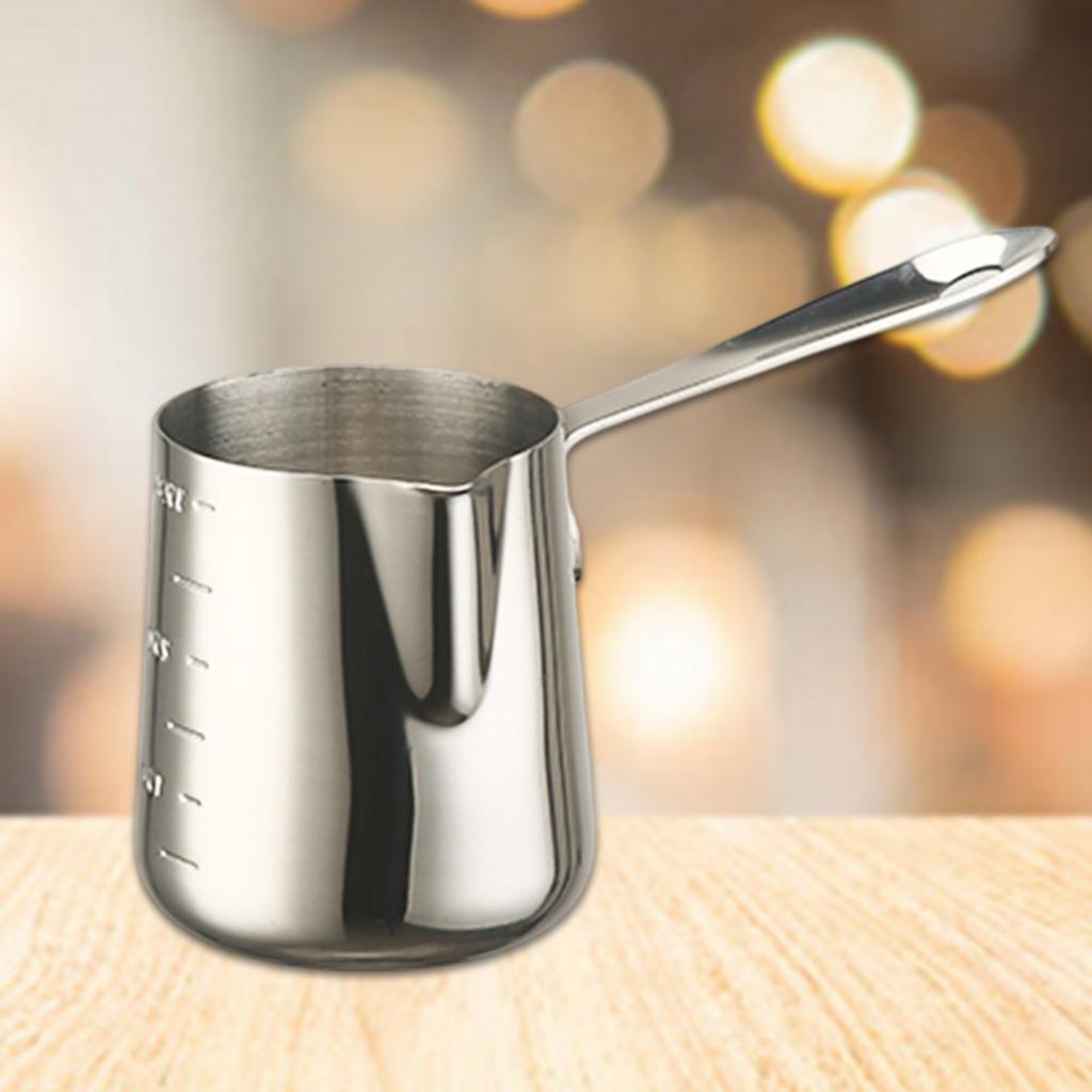 Thickened Coffee Cup Milk Frothing Pitcher Stainless Steel Coffee Milk Cup with Long Handle for Home Kitchen Office