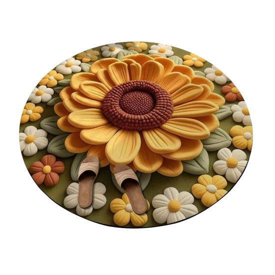 Цветочный Плюшевый Диатомовый Земляной Коврик для Пола 3D Визуальный Цветочный Узор Диатомовая Грязь Коврики для Пола Нескользящий Впитывающий Коврик для Ванной для Спальни Кухни Прихожей