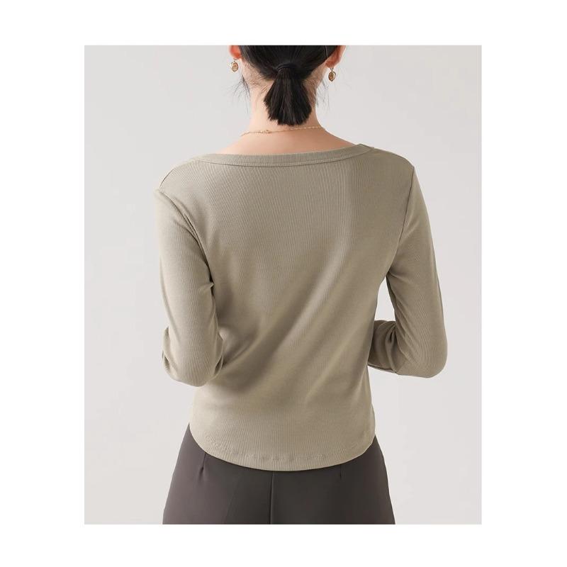 Футболка с длинными рукавами и квадратным воротником для женщин