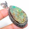 Натуральный Хризоколла Необработанный Драгоценный Камень Серебряный Кулон 925 пробы 2,40" F9e83