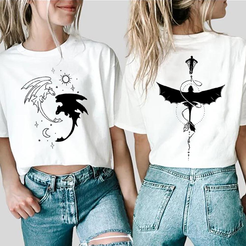 Two Sided Toothless Dragon Botanical Tshirt Dragon Movie T-Shirt Dragon Graphic Shirt Men Women Short Sleeves Tees Tops