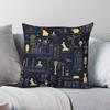 Raven House Library Square Pillowcase Polyester Linen Velvet Pattern Zip Decorative Throw Pillow Case Home Cushion Cover
