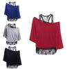 Size Women Plus Loose Vest Lace Stitching Oblique Collar Bat Tshirt Fashion