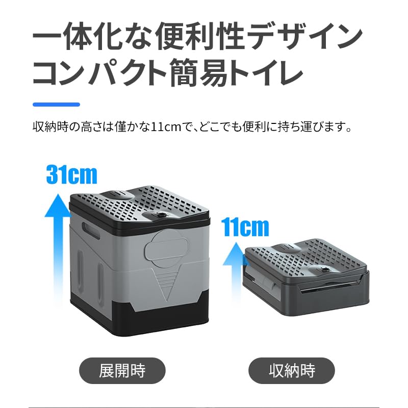 Portable Portable Toilet, Emergency Supplies, Foldable, 100kg Load Capacity, Medium, Black & Green (Black)