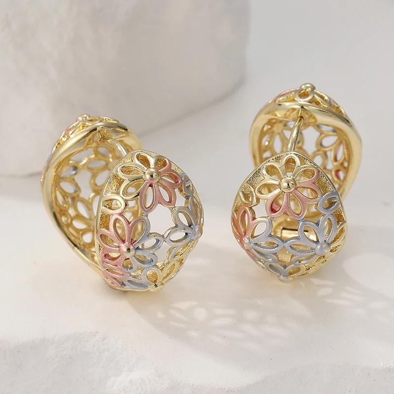 Винтажные позолоченные серьги-кольца с полым резным текстурированным дизайном для изысканных банкетных фестивальных ювелирных аксессуаров для женщин