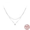 S925 серебро кулон с блестящим цирконием ожерелье двухслойная цепочка на шею для женщин обручальное свадебное ювелирное украшение