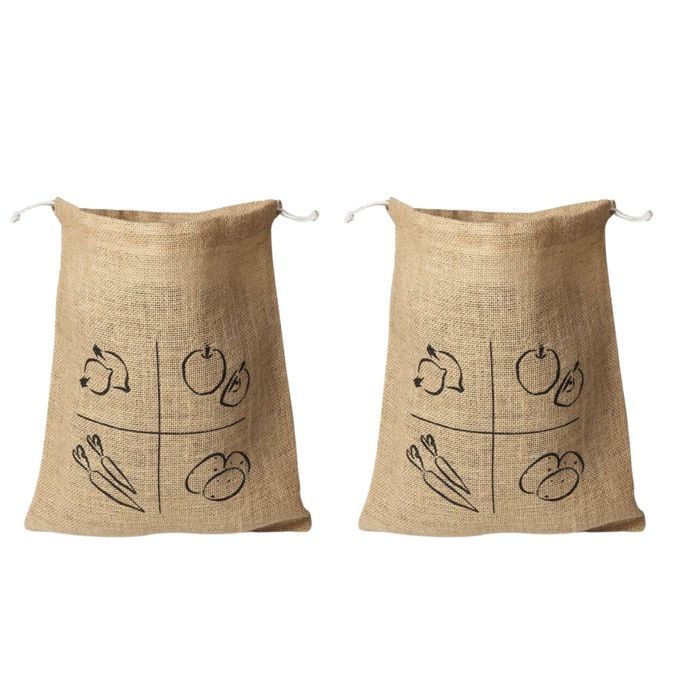 Sacs en jute - CHEVALIER DIFFUSION - 35 x 30 cm - Fabrication artisanale - Cordon en coton biologique - Lot de 2