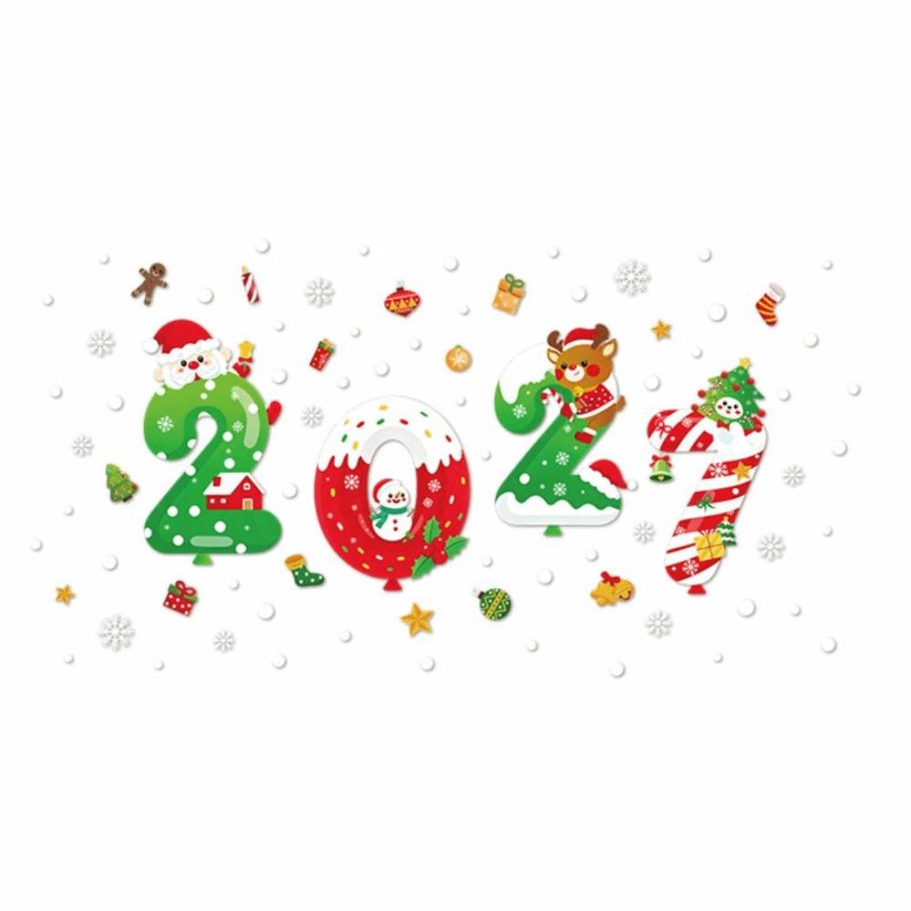 PVC Christmas Window Sticker Static Cling New Year Window Decor New Car Window Decal Restaurant
