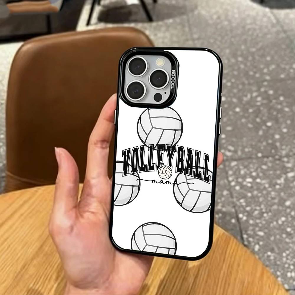 Крутой Спортивный Пляжный V-Волейбол Чехол Для Телефона Для iPhone17,16,15,14,13,12,11 Plus,Pro Max Цветной Посеребренный Внутренний Чехол
