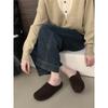 Корейские бархатные Birkenstocks, пушистые шлепанцы на толстой подошве с полузакрытым носком и сумка-педаль с вытянутым носком снаружи.