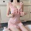 Women's Lace Sheer Mesh Deep V Sleep Dress Lingerie Set