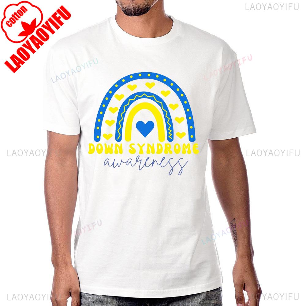 Trisomy 21 Syndrome Word Down Syndrome Day Tshirt Cotton Streetwear Casual Short Sleeve Man Tshirt Breathe Y2K Women T Shirt