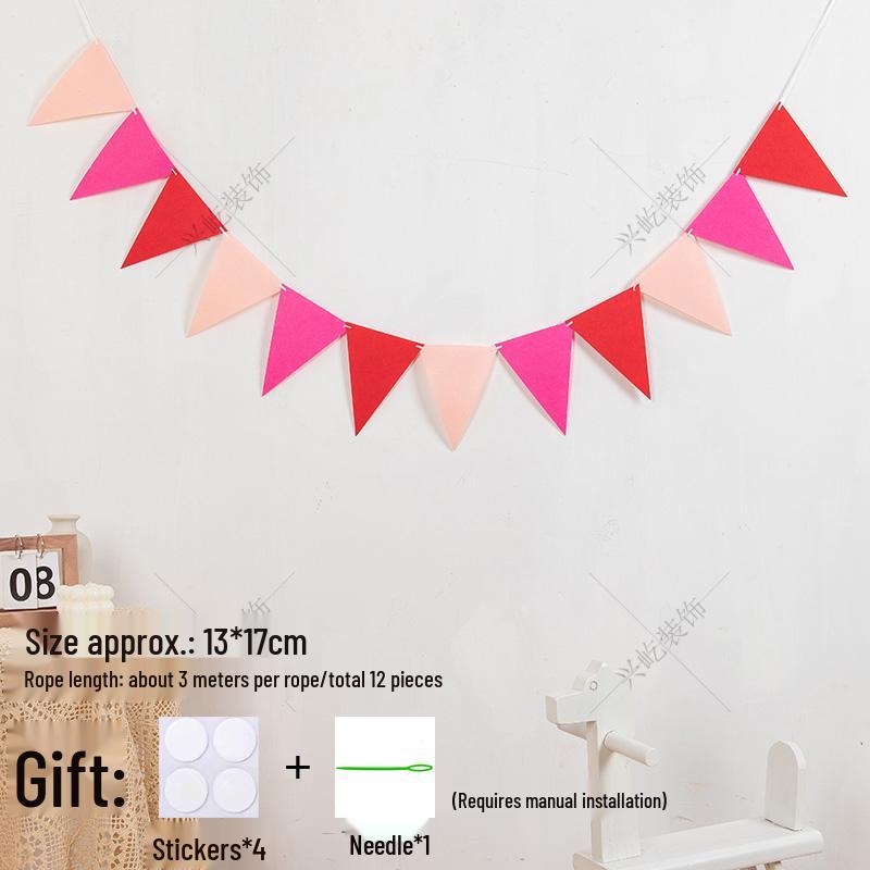 Yellow-Green Felt Pennant Bunting for Kids' Birthday or Kindergarten Decor