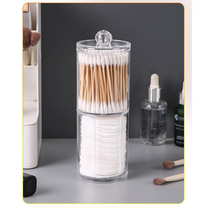 Transparent Cotton Swab Storage Box Makeup Organizer Acrylic Storage Box Cotton Swab Cosmetic Box Bathroom Bedroom Storage