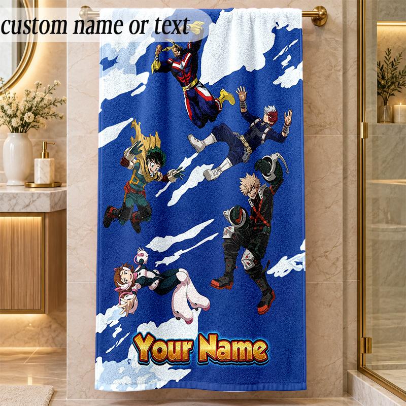 Beach TowelMy Hero Academia Custom Name Text Personalized Soft Towel for Beach Pool Indoor Home Decor Gift